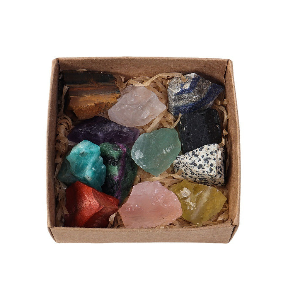 Natural Crystal Original Stone Set Energy Crystal Unpolished Semi Precious Amethyst Gift Box